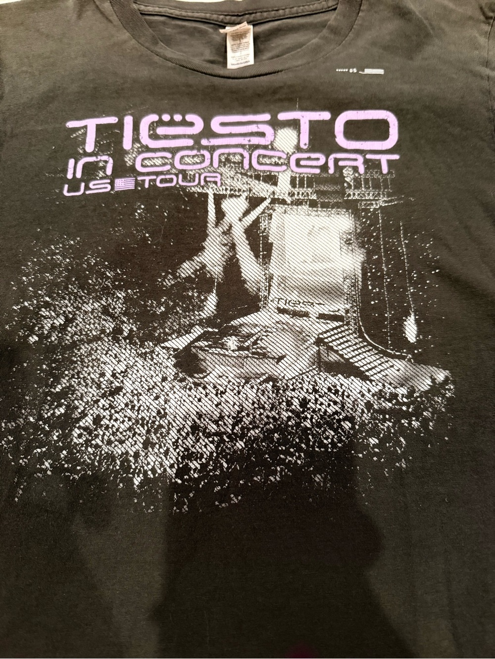 American Apparel Black Tiësto In Concert 2005 fitted Tee with Purple Print L